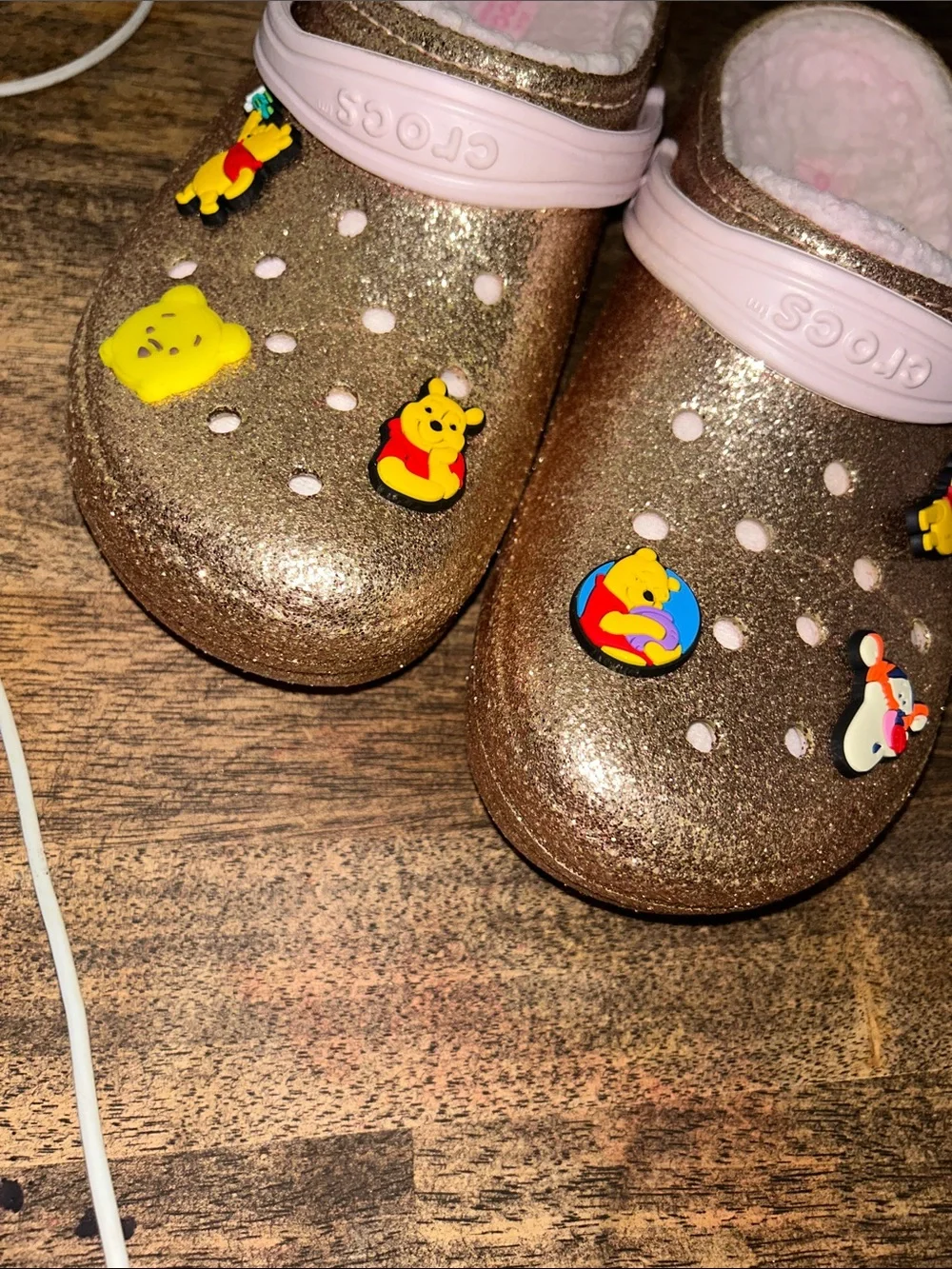 Children's Glitter Winnie the Pooh Lined One-Piece Clog - Pink/Gold